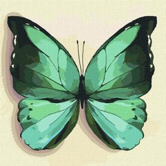 245 грн  Живопись по номерам KHO4208 Картина для рисования по номерам Зеленая бабочка