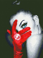 410 грн  Діамантова мозаїка EJ1225 Дівчина в червоній рукавичці Набір діамантової вишивки на підрамнику 30х40 см