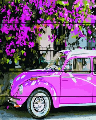 496 грн  Живопись по номерам RA-AS0224 Раскраска по номерам на деревянной основе Розовый автомобиль