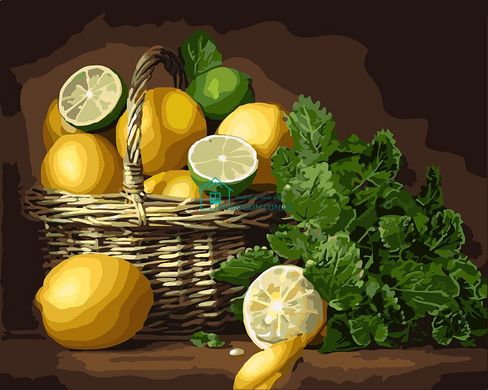 299 грн  Живопис за номерами KH5589 Картина-розмальовка Кошик лимонів і лаймів