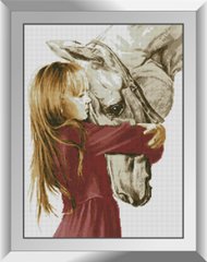 599 грн  Алмазная мозаика 31547 Девочка и лошадь Набор алмазной живописи