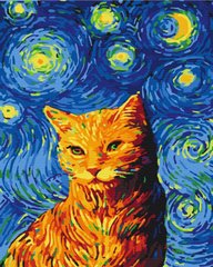 329 грн  Живопис за номерами BS35619 Набір для малювання картини за номерами Кіт в зоряну ніч