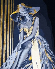 339 грн  Живопись по номерам BJX1084 Картина по номерам 40 х 50 см Девушка в шляпе (золотые краски)