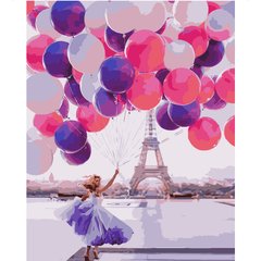 395 грн  Живопис за номерами VA-1556 Набір для розпису по номерах Дівчина з кульками в Парижі