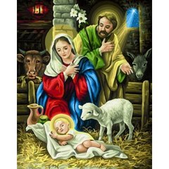 699 грн  Діамантова мозаїка Алмазна мозаїка Ікона Різдво Ісуса 40х50 SP103