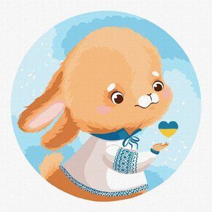 KHO2405 Картина за номерами Зайчик &copy;Катерина Валерьїва 30х30 см, Без коробки