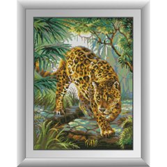 586 грн  Алмазная мозаика 31043 Леопард в джунглях Набор алмазной живописи