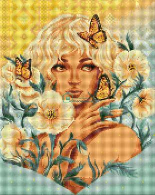 535 грн  Алмазная мозаика AMO7597 Набор алмазной мозаики на подрамнике 40х50 см Девушка с бабочками с голограммными стразами. (АВ) ©pollypop92