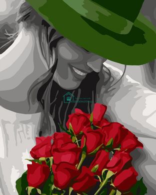 299 грн  Живопис за номерами KH4705 Картина-розмальовка Дівчина в зеленому капелюсі