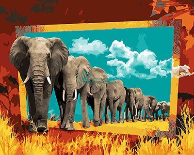 339 грн  Живопис за номерами BK-GX26566 Набір для рисования по номерам Марш слонів