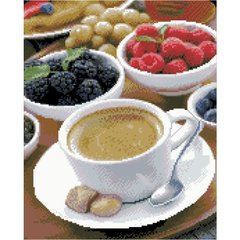 627 грн  Діамантова мозаїка Набір для творчості алмазна картина Сніданок з кавою та фруктами, 40х50 см FA40860
