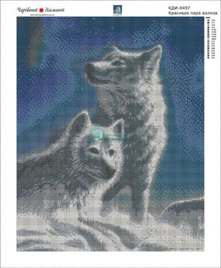 830 грн  Діамантова мозаїка КДИ-0497 Набір діамантової вишивки Красива пара вовків