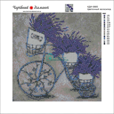 350 грн  Алмазная мозаика КДИ-0885 Набор алмазной вышивки Цветочный велосипед
