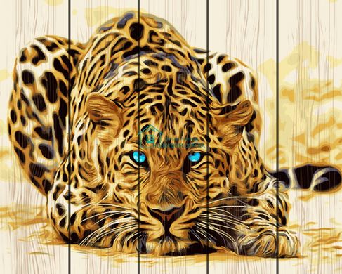 496 грн  Живопись по номерам RA-GXT4175 Раскраска по номерам на деревяной основе Голубоглазый леопард